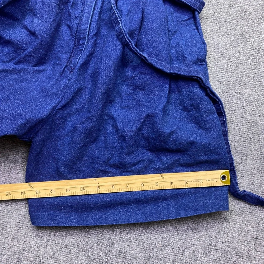 Banana Republic Indigo Linen Blend Sleeveless Button Down Romper Blue Size 6